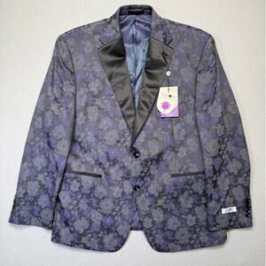 Tayion Collection Men's Classic-Fit Dinner Jacket Blazer Gray/purple 42S $360